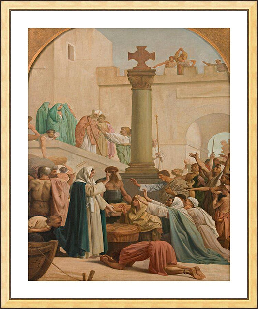 Wall Frame Gold, Matted - St. Genevieve Distributing Bread to Poor During Siege of Paris by Museum Art