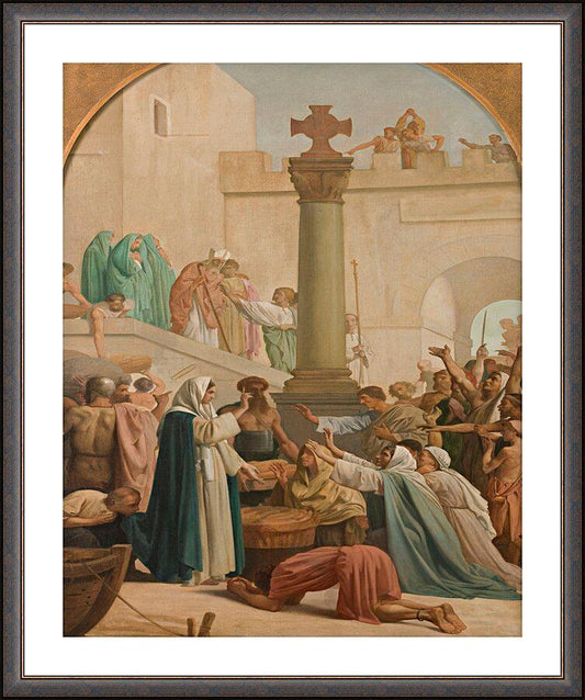 Wall Frame Espresso, Matted - St. Genevieve Distributing Bread to Poor During Siege of Paris by Museum Art
