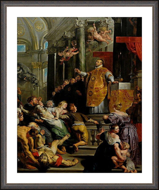 Wall Frame Espresso, Matted - Glory of St. Ignatius of Loyola by Museum Art