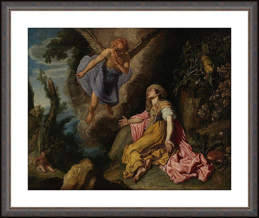Wall Frame Espresso, Matted - Hagar and Angel by Museum Art