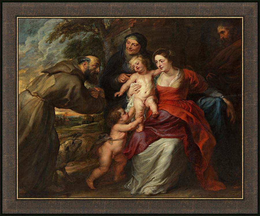 Wall Frame Espresso - Holy Family with Sts. Francis and Anne and Infant St. John the Baptist by Museum Art