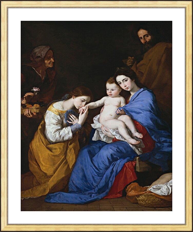 Wall Frame Gold, Matted - Holy Family with Sts. Anne and Catherine of Alexandria by Museum Art - Trinity Stores