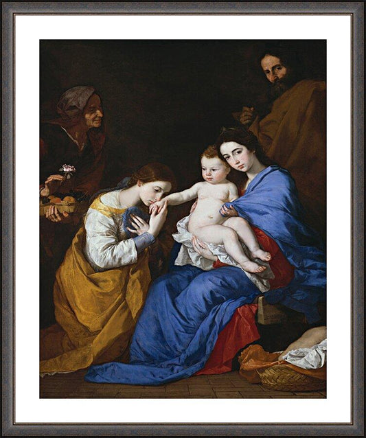 Wall Frame Espresso, Matted - Holy Family with Sts. Anne and Catherine of Alexandria by Museum Art