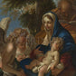 Wall Frame Espresso, Matted - Holy Family with Angels by Museum Art