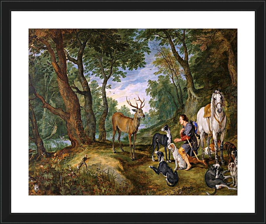 Wall Frame Black, Matted - Vision of St. Hubert by Museum Art