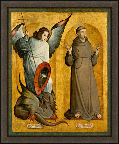 Wall Frame Espresso - Sts. Michael Archangel and Francis of Assisi by Museum Art - Trinity Stores
