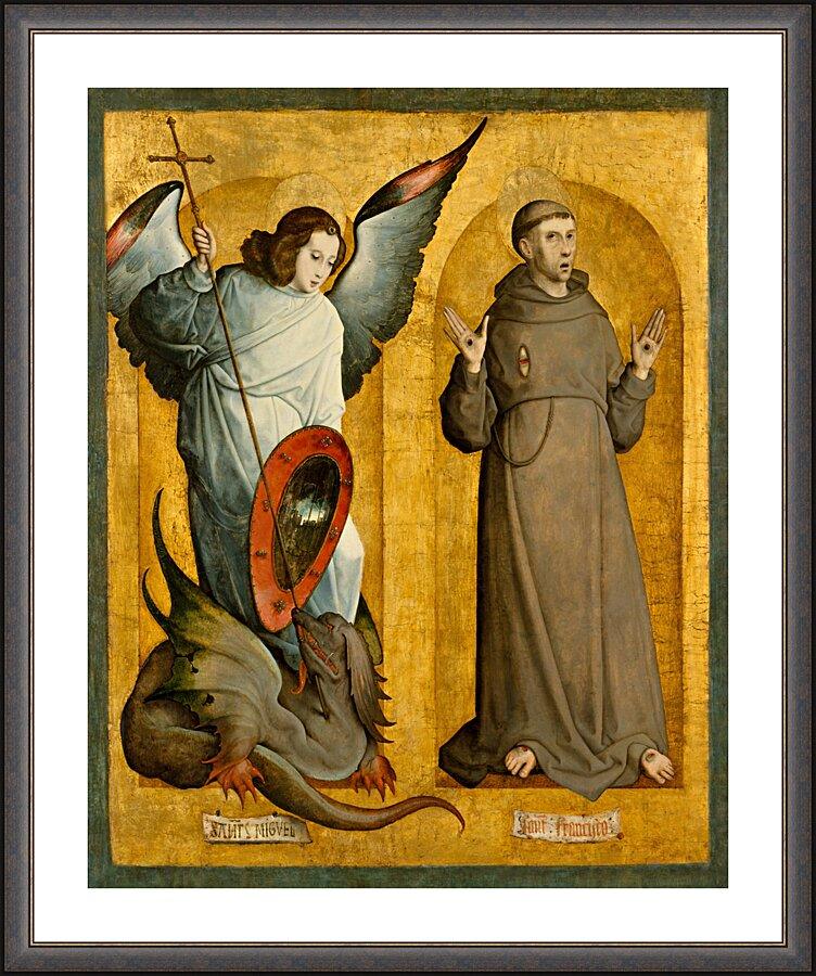 Wall Frame Espresso, Matted - Sts. Michael Archangel and Francis of Assisi by Museum Art - Trinity Stores