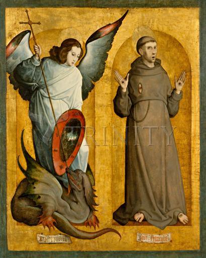 Wall Frame Gold, Matted - Sts. Michael Archangel and Francis of Assisi by Museum Art - Trinity Stores