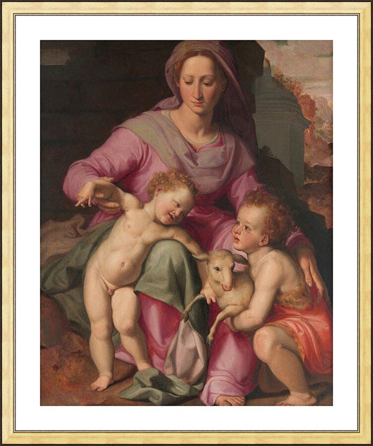 Wall Frame Gold, Matted - Madonna and Child with Infant St. John the Baptist by Museum Art
