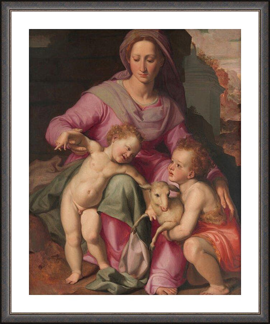 Wall Frame Espresso, Matted - Madonna and Child with Infant St. John the Baptist by Museum Art
