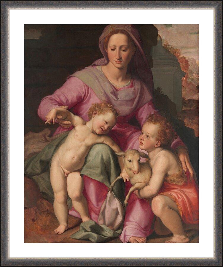 Wall Frame Espresso, Matted - Madonna and Child with Infant St. John the Baptist by Museum Art - Trinity Stores