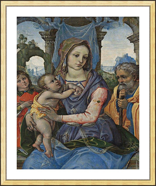 Wall Frame Gold, Matted - Madonna and Child with St. Joseph and Angel by Museum Art