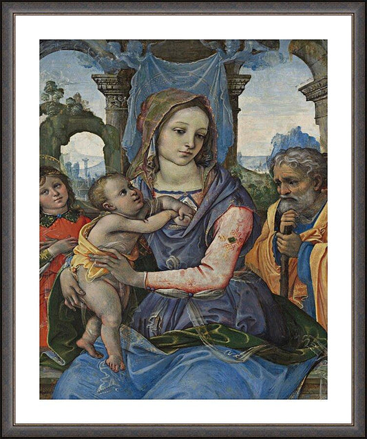 Wall Frame Espresso, Matted - Madonna and Child with St. Joseph and Angel by Museum Art