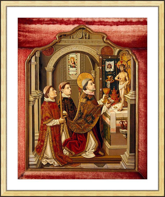 Wall Frame Gold, Matted - Mass of St. Gregory the Great by Museum Art