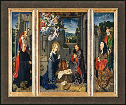 Wall Frame Espresso - Nativity with Donors and Sts. Jerome and Leonard by Museum Art