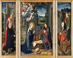 Metal Print - Nativity with Donors and Sts. Jerome and Leonard by Museum Art