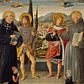 Wall Frame Espresso, Matted - Sts. Nicholas of Tolentino, Roch, Sebastian, Bernardino of Siena, with Kneeling Donors by Museum Art - Trinity Stores