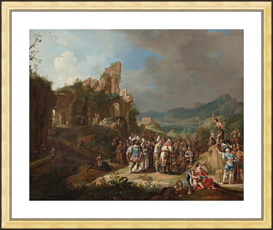 Wall Frame Gold, Matted - Preaching of St. John the Baptist by Museum Art