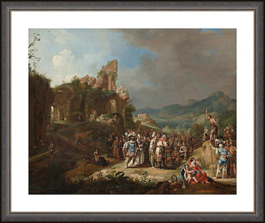 Wall Frame Espresso, Matted - Preaching of St. John the Baptist by Museum Art