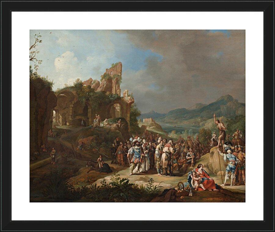 Wall Frame Black, Matted - Preaching of St. John the Baptist by Museum Art
