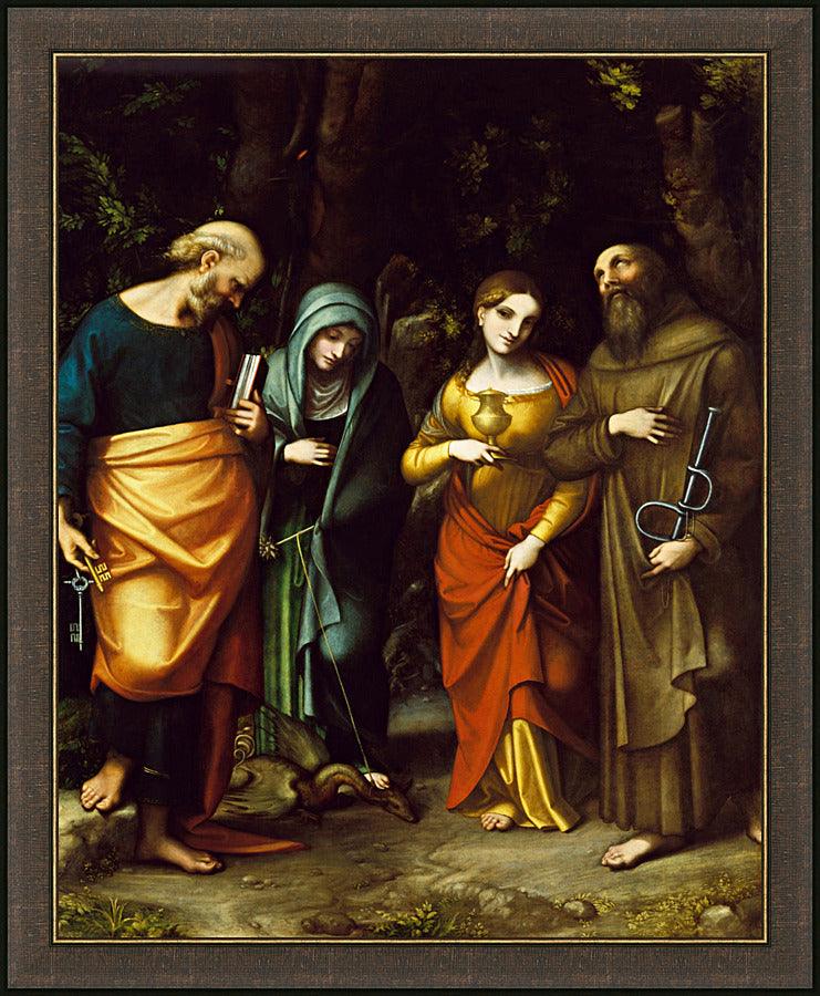 Wall Frame Espresso - Sts. Peter, Martha, Mary Magdalen, and Leonard by Museum Art