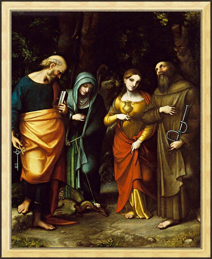 Wall Frame Gold - Sts. Peter, Martha, Mary Magdalen, and Leonard by Museum Art