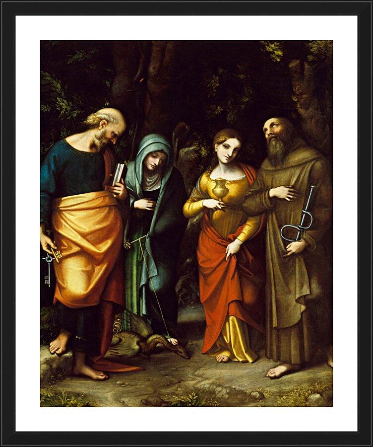 Wall Frame Black, Matted - Sts. Peter, Martha, Mary Magdalen, and Leonard by Museum Art - Trinity Stores