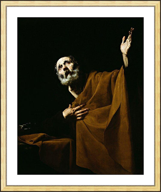 Wall Frame Gold, Matted - Penitent St. Peter by Museum Art
