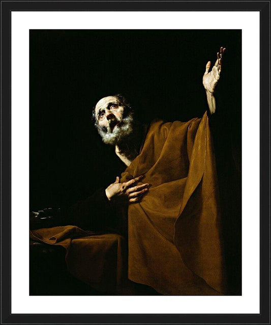 Wall Frame Black, Matted - Penitent St. Peter by Museum Art