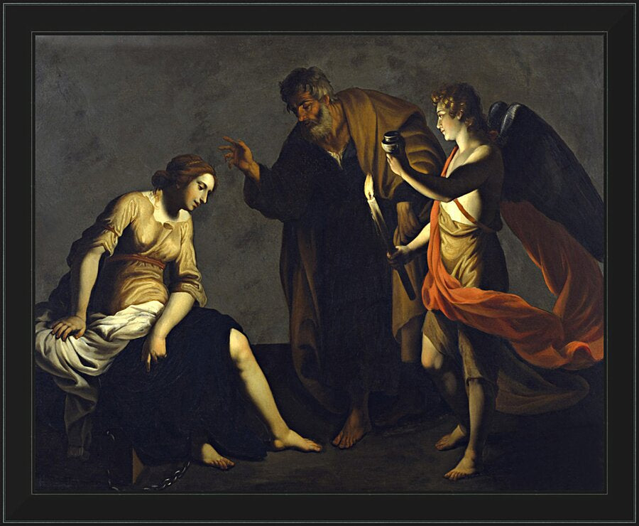 Wall Frame Black - St. Agatha Attended by St. Peter and Angel in Prison by Museum Art
