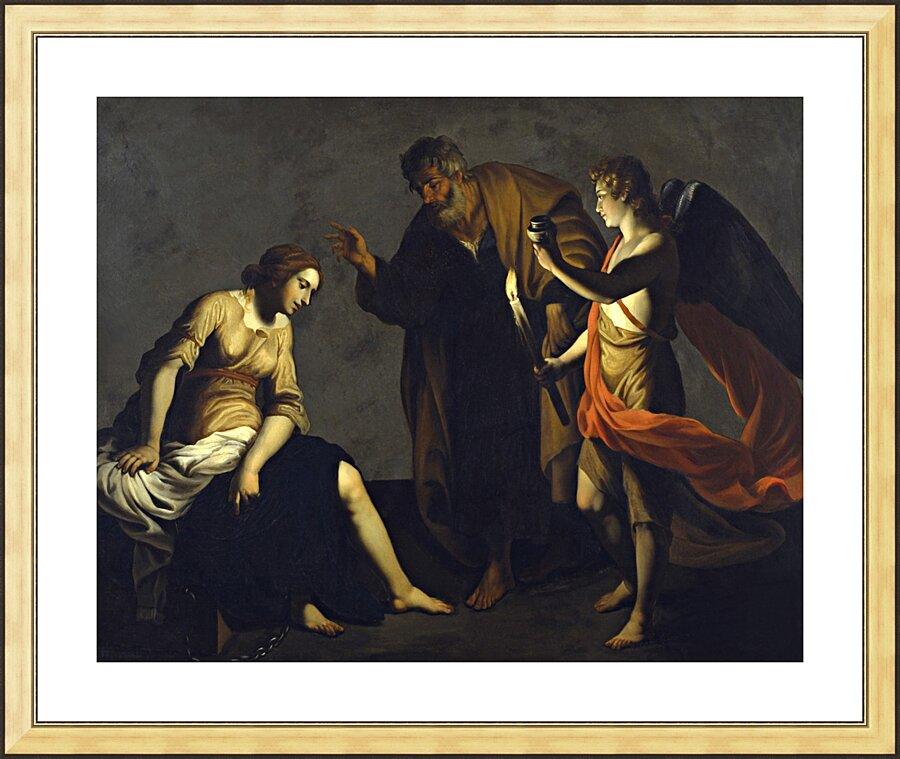 Wall Frame Gold, Matted - St. Agatha Attended by St. Peter and Angel in Prison by Museum Art - Trinity Stores