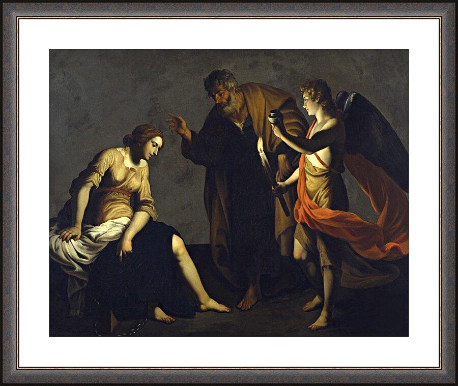 Wall Frame Espresso, Matted - St. Agatha Attended by St. Peter and Angel in Prison by Museum Art - Trinity Stores