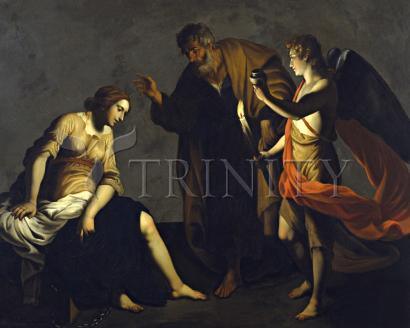 Wall Frame Black, Matted - St. Agatha Attended by St. Peter and Angel in Prison by Museum Art