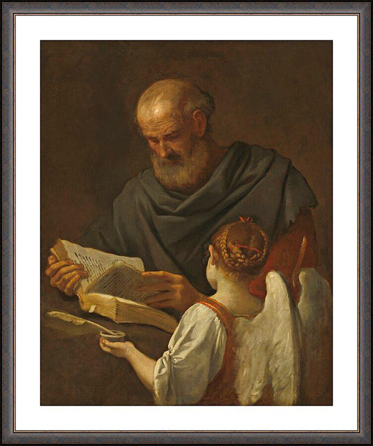 Wall Frame Espresso, Matted - St. Matthew and Angel by Museum Art