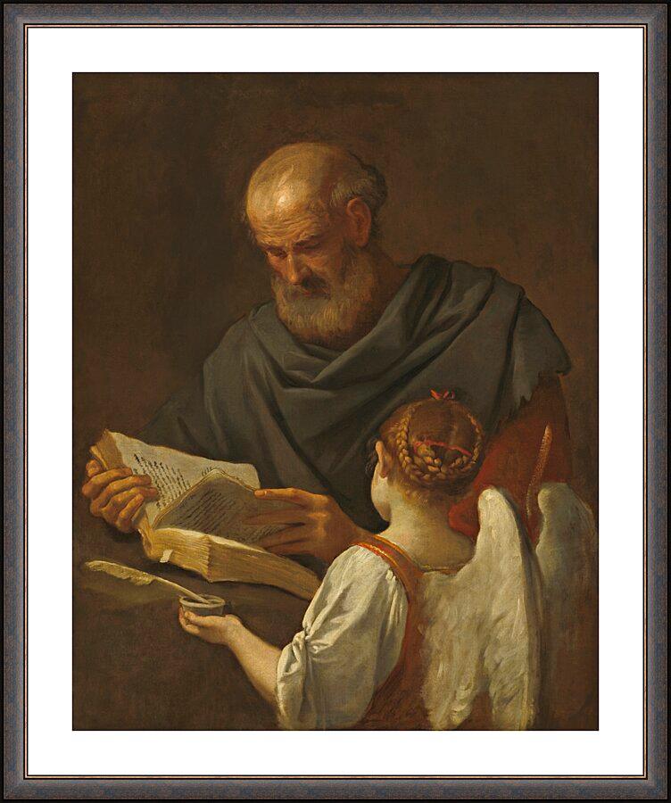 Wall Frame Espresso, Matted - St. Matthew and Angel by Museum Art - Trinity Stores