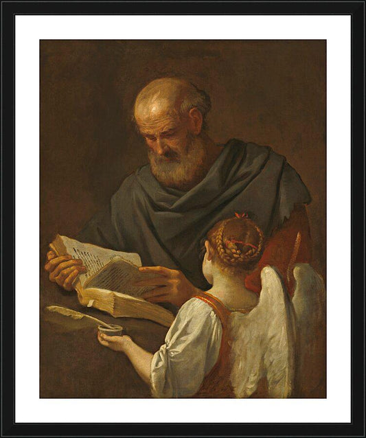 Wall Frame Black, Matted - St. Matthew and Angel by Museum Art
