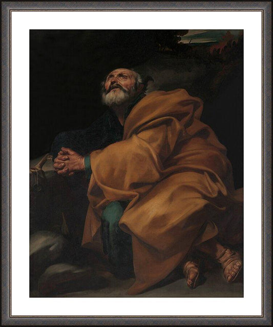 Wall Frame Espresso, Matted - Tears of St. Peter by Museum Art