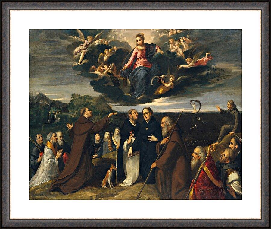 Wall Frame Espresso, Matted - Mary Adored by Saints by Museum Art