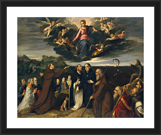 Wall Frame Black, Matted - Mary Adored by Saints by Museum Art