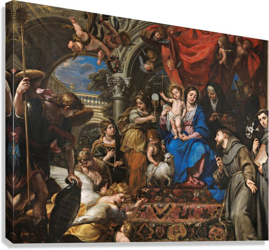 Canvas Print - Mary and Child Between Theological Virtues and Saints by Museum Art