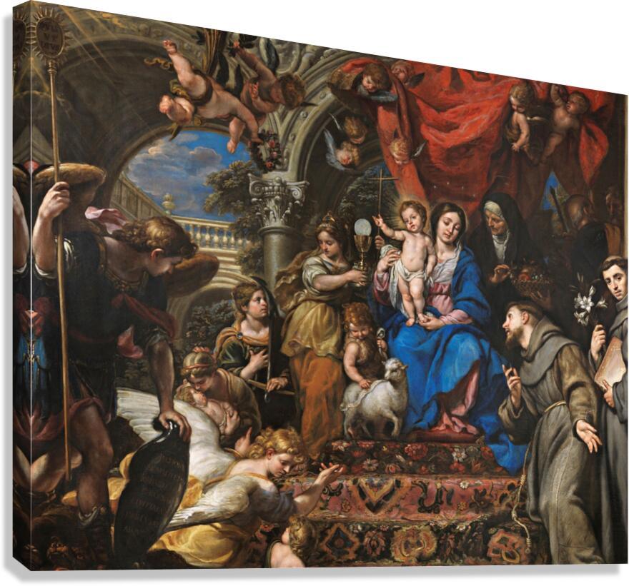 Canvas Print - Mary and Child Between Theological Virtues and Saints by Museum Art - Trinity Stores