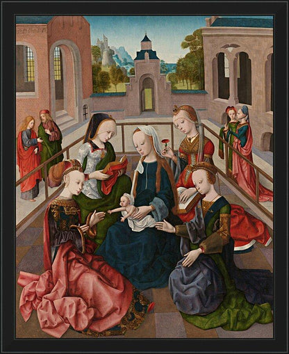 Wall Frame Black - Mary and Child with Four Holy Virgins by Museum Art