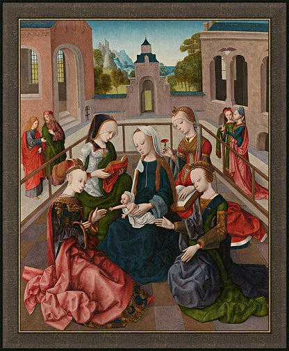 Wall Frame Espresso - Mary and Child with Four Holy Virgins by Museum Art - Trinity Stores