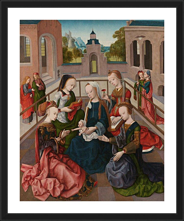 Wall Frame Black, Matted - Mary and Child with Four Holy Virgins by Museum Art - Trinity Stores
