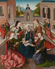 Acrylic Print - Mary and Child with Four Holy Virgins by Museum Art