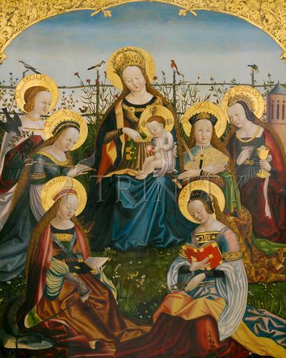 Wall Frame Gold, Matted - Mary and Child with Saints by Museum Art