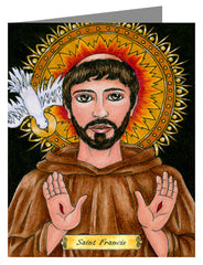 Custom Text Note Card - St. Francis of Assisi by B. Nippert