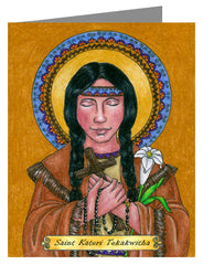 Custom Text Note Card - St. Kateri Tekakwitha by B. Nippert