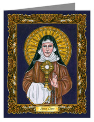 Custom Text Note Card - St. Clare of Assisi by B. Nippert