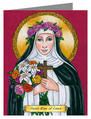 Custom Text Note Card - St. Rose of Lima by B. Nippert